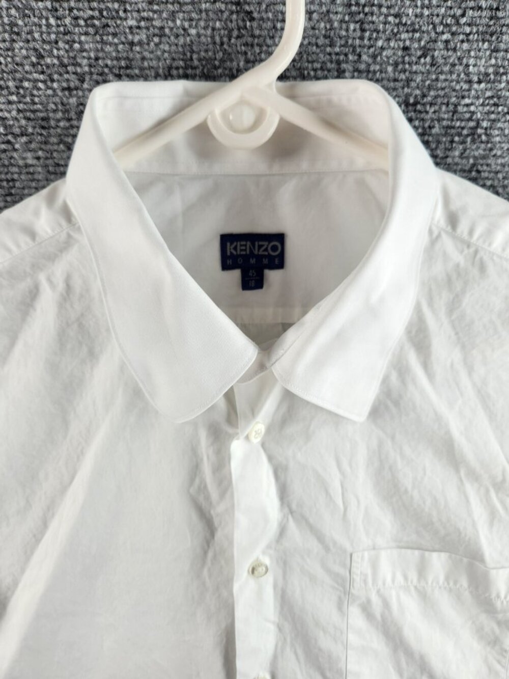 Kenzo Homme Adult Men 45/18 White Short Sleeve Button Up Shirt 100% Cotton